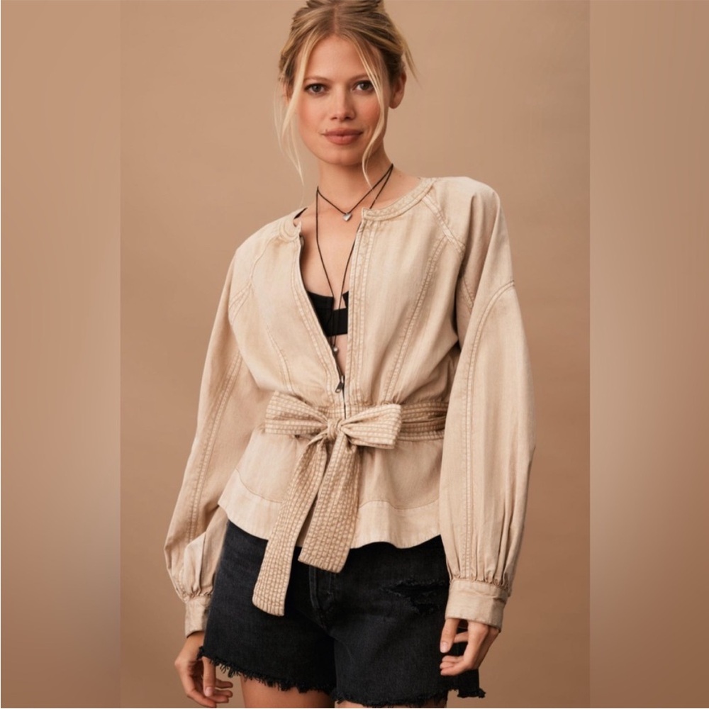 By Anthropologie Belted Utility Jacket Long Sleeve